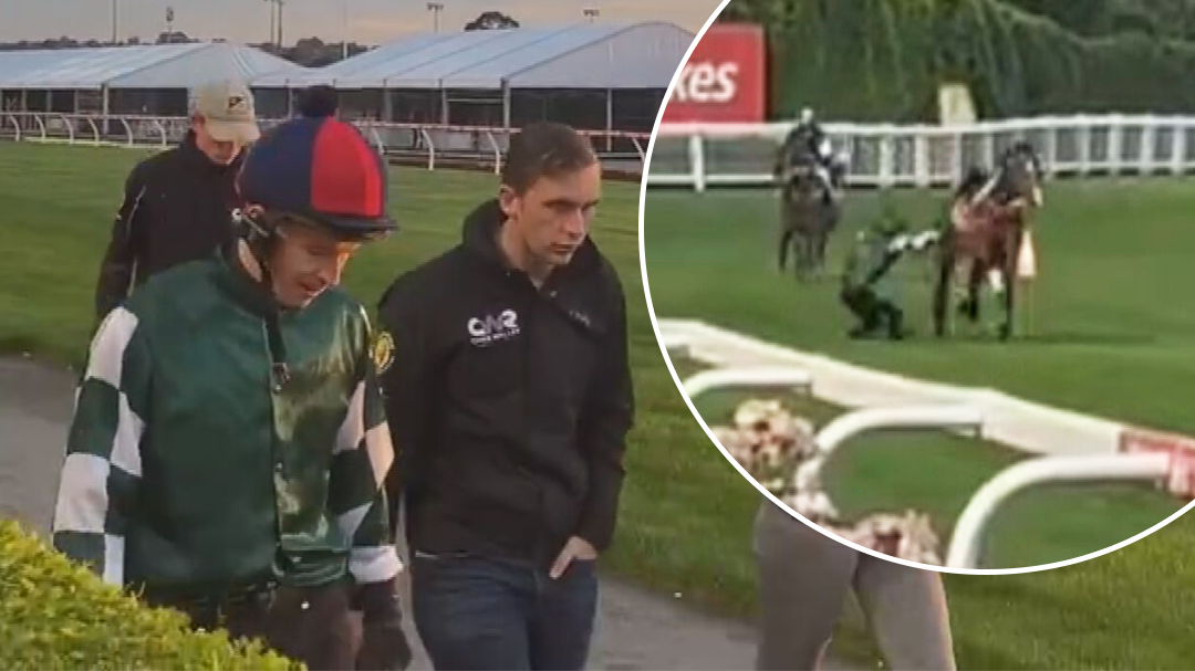 Superstar jockey suffers nasty fall from Cox Plate hopeful