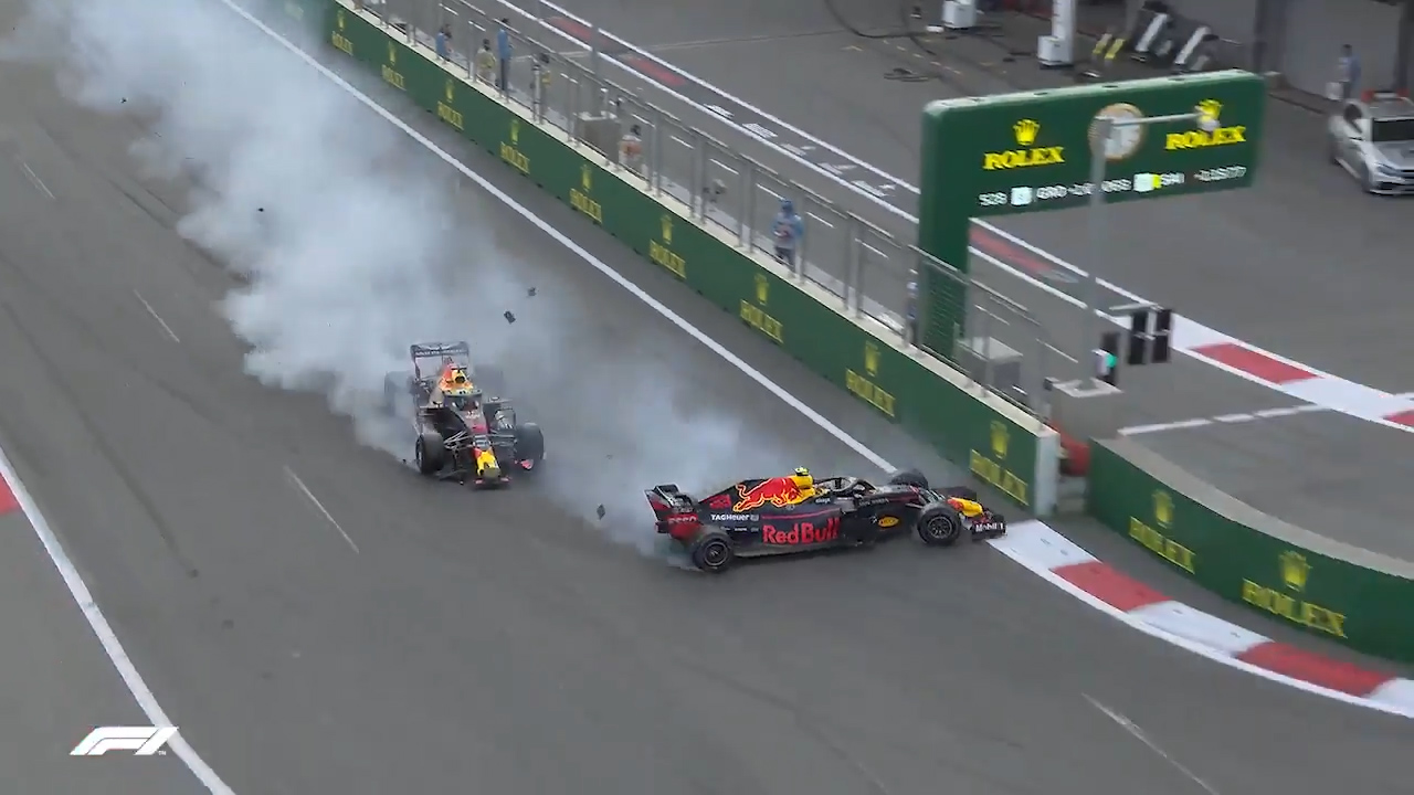 Ricciardo crashes into teammate at Azerbaijan