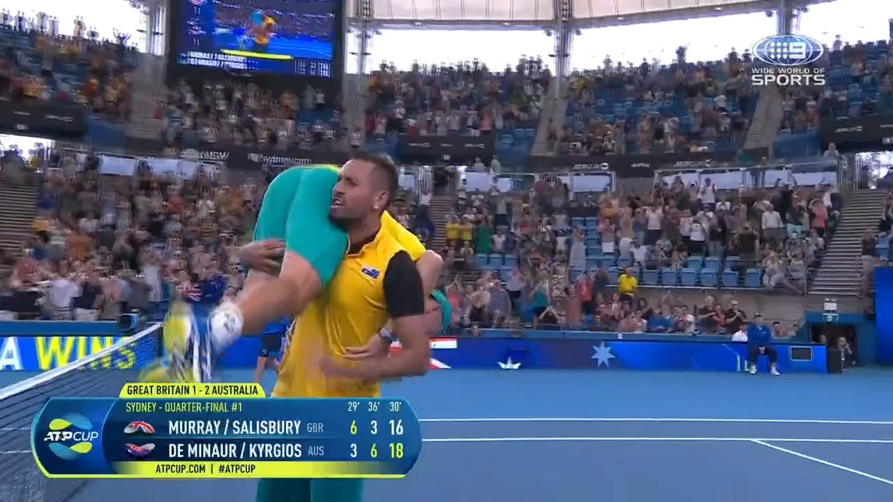 Aussies celebrate making it through to the semis 