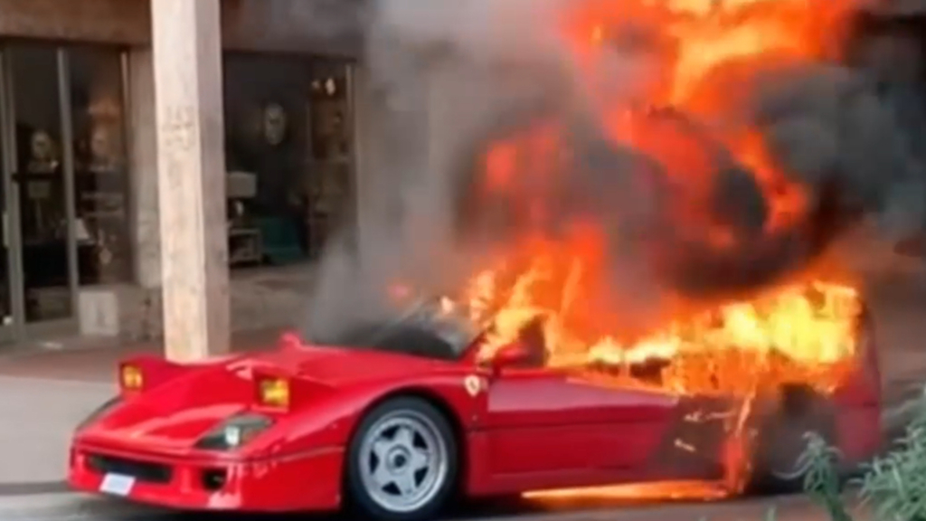 Rare vintage Ferrari goes up in flames