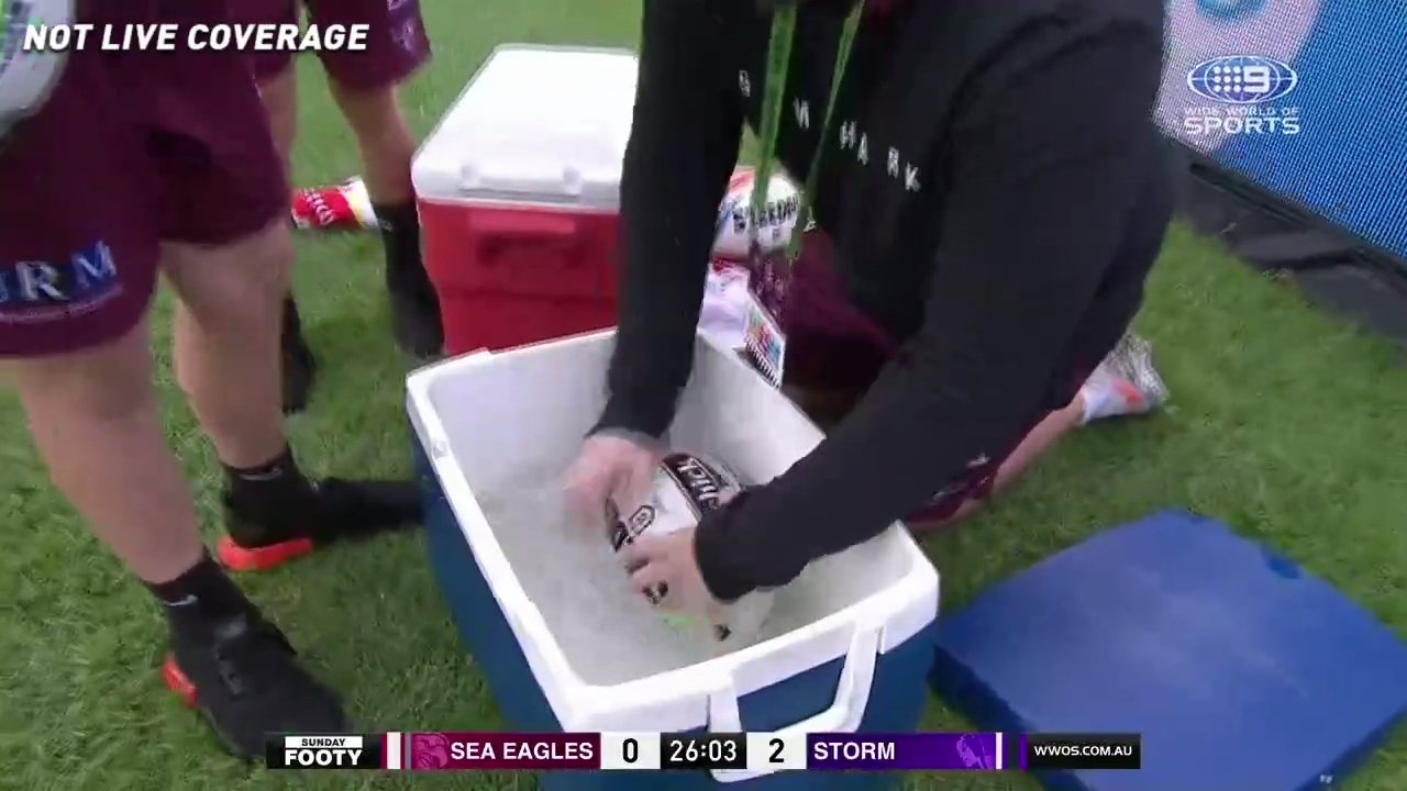 Manly ball boys disinfect balls