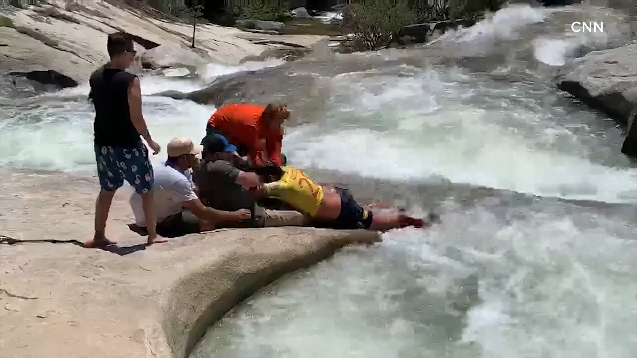 Dramatic video shows California hiker being saved from whirlpool