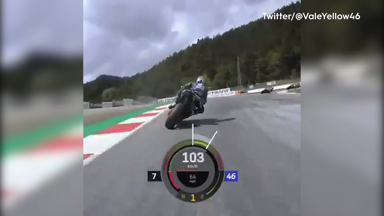 On-board camera shows how close Rossi came to disaster