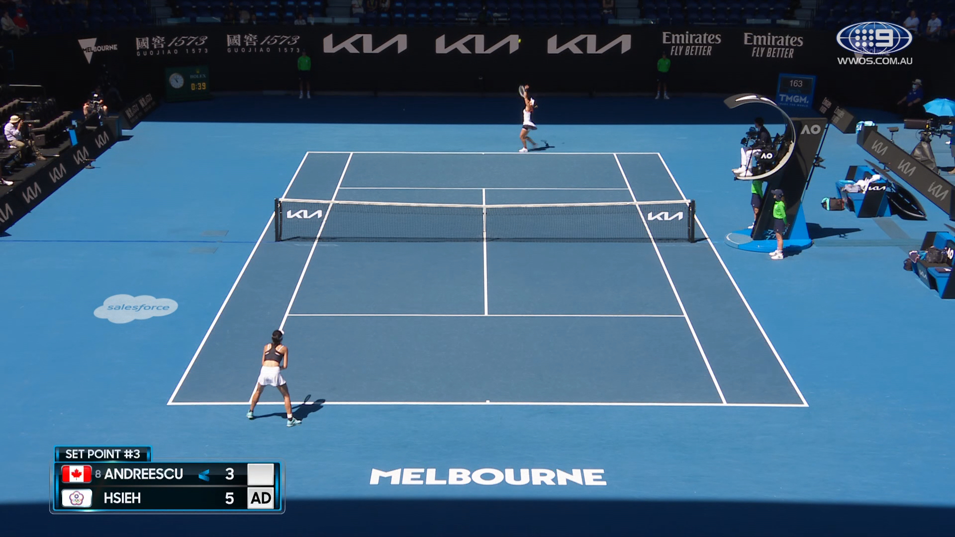 Australian Open: Bianca Andreescu v  Su-Wei Hsiehin 