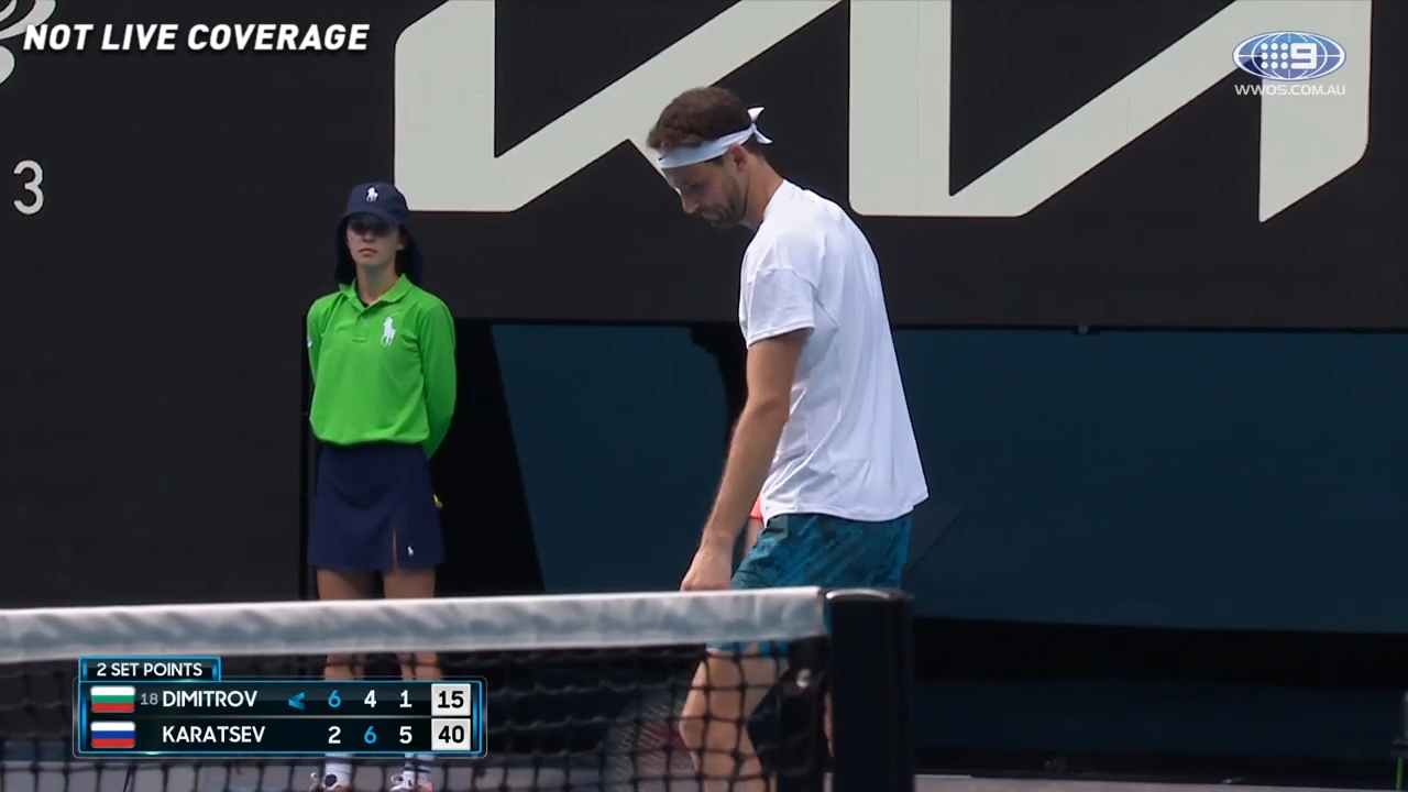 Dimitrov slowed to a walk