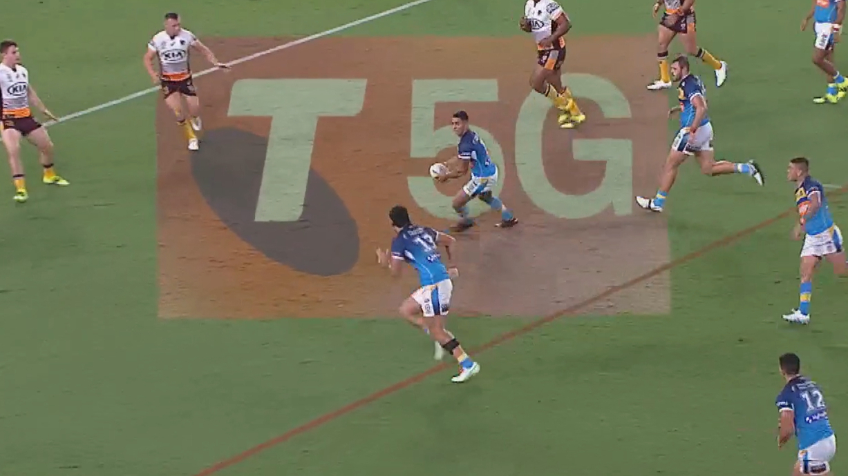 David Fifita scores his second try for the Titans