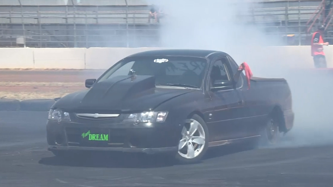 Lorraine Tuckett performs burnouts