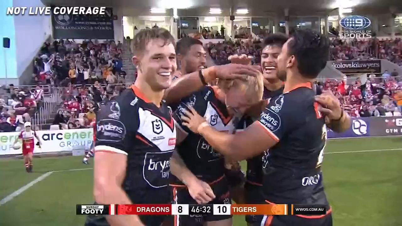 Mates go ballistic as Tigers debutant bags first try