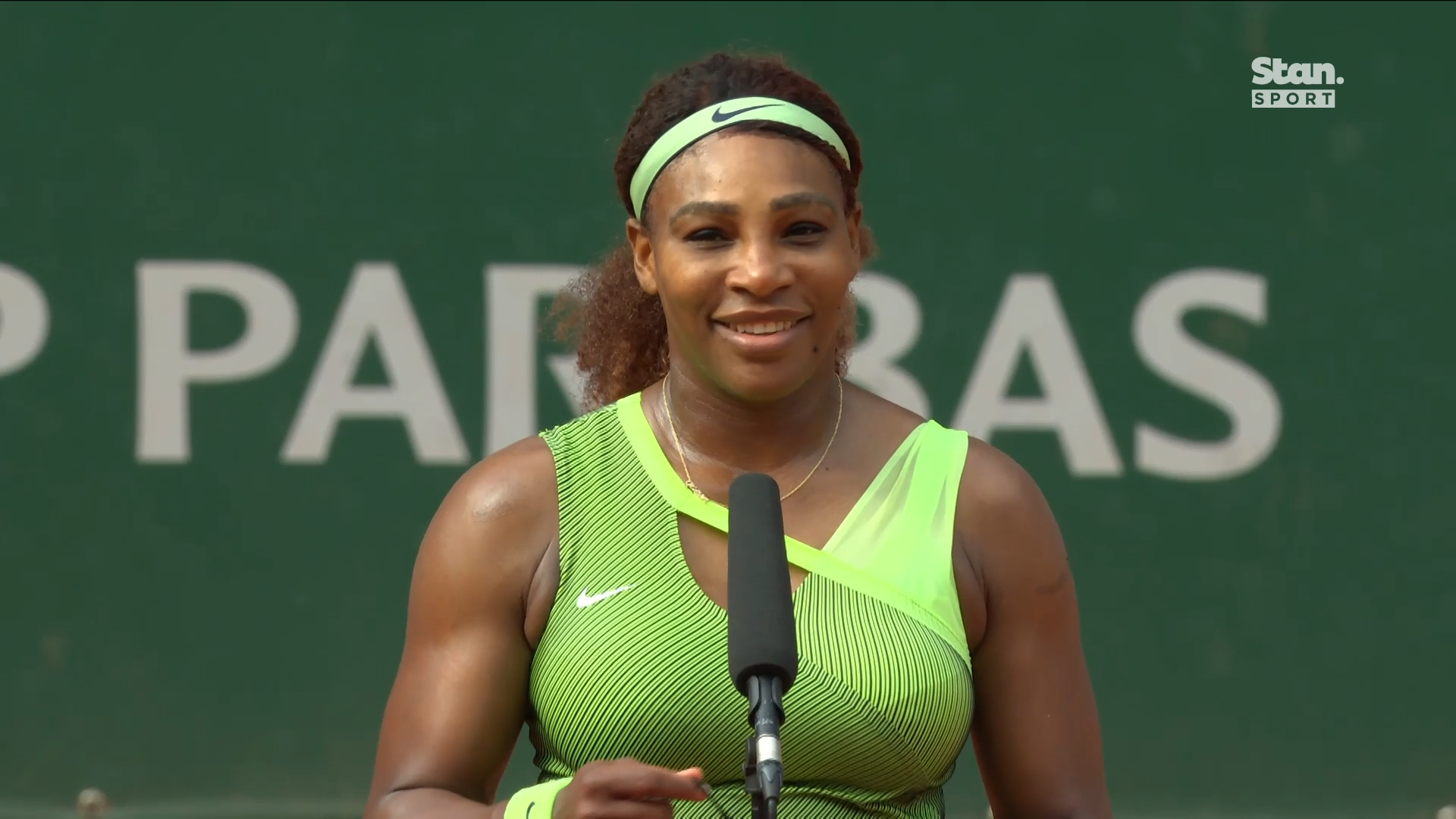 Serena speaks on-court after win