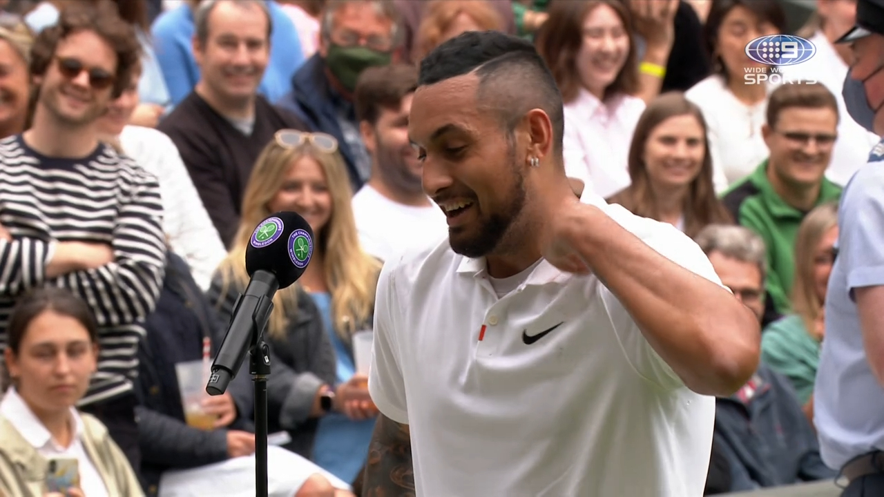 Kyrgios speaks on court after win