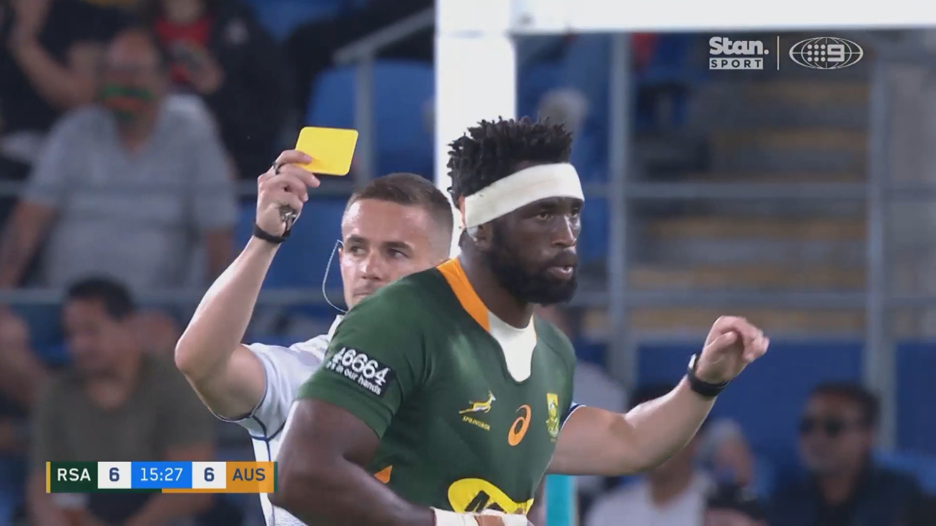 South African captain Siya Kolisi cops a yellow card