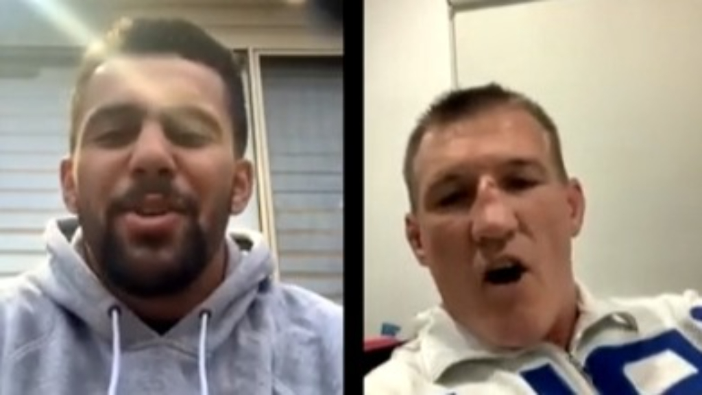 Paul Gallen and Josh Aloiai argue over fight rounds