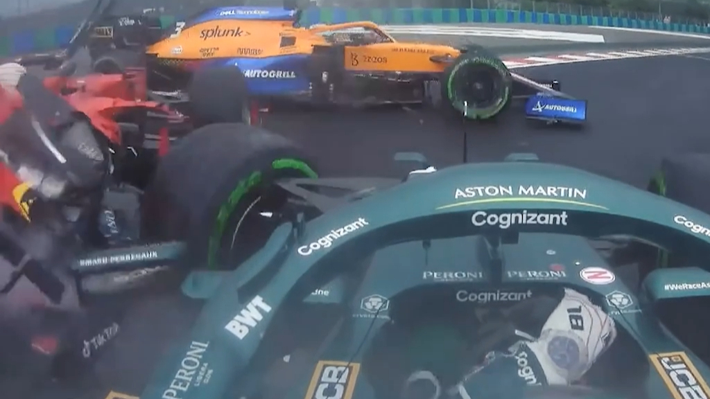 F1 mayhem at turn one in Hungary