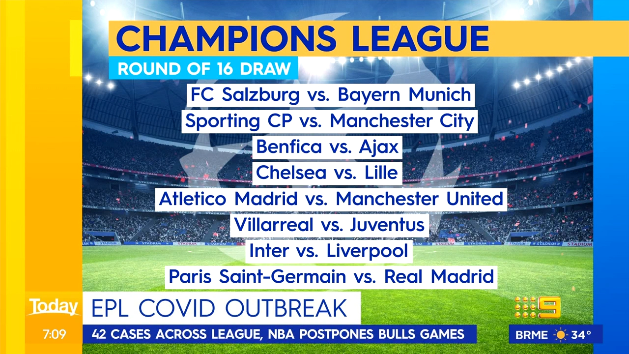 Champions League knockout draw confirmed