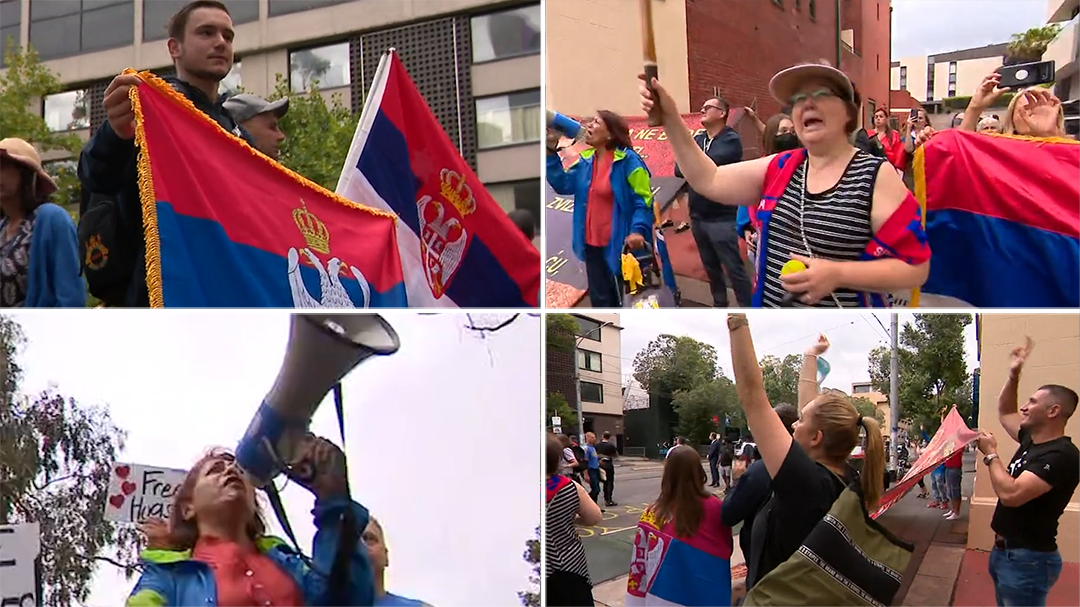 Djokovic fans, refugee supporters and anti-vaxxers protest in Melbourne