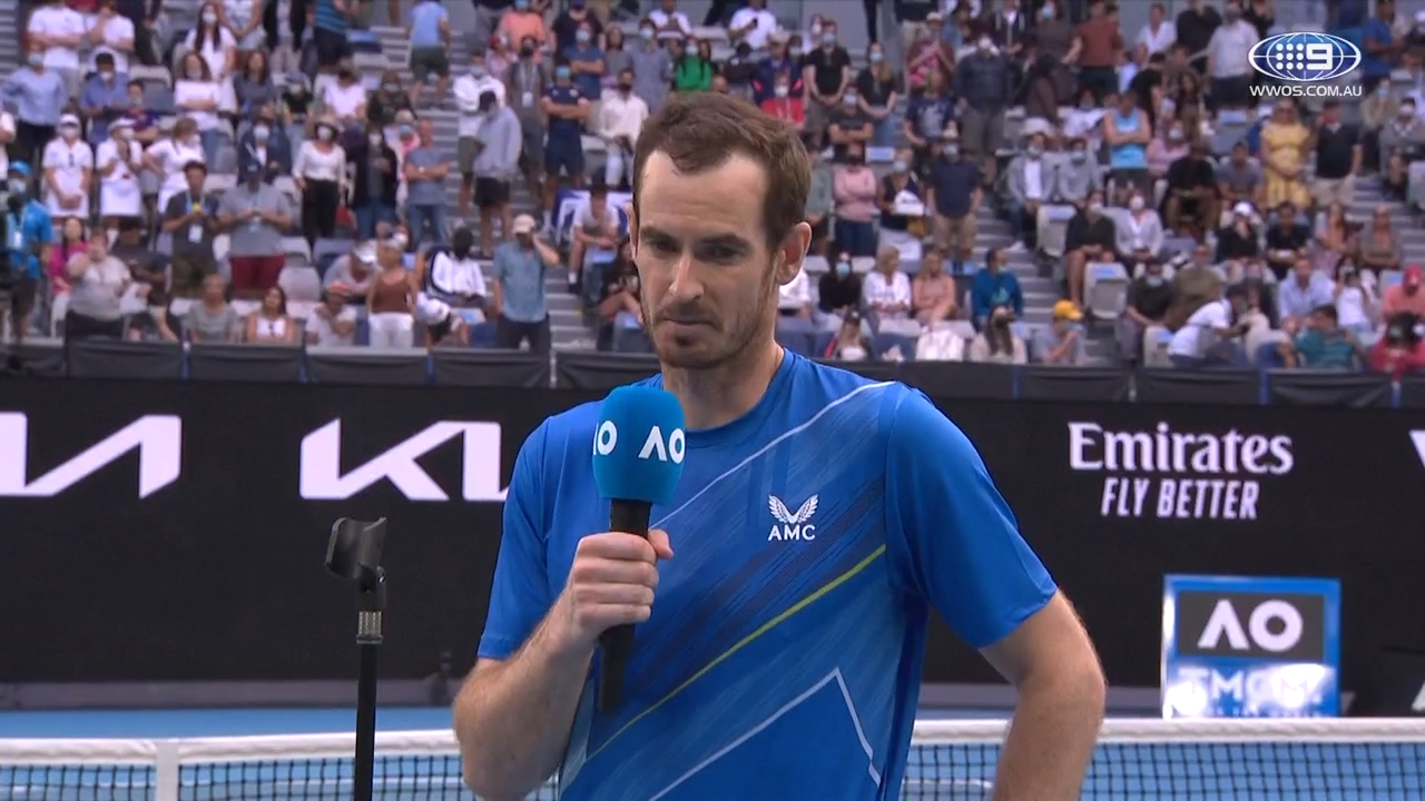 The fans make a lot of noise during Andy Murray's interview