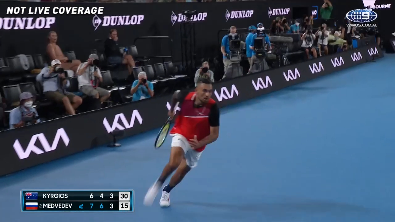 Kyrgios' glorious celebration of stunning volley