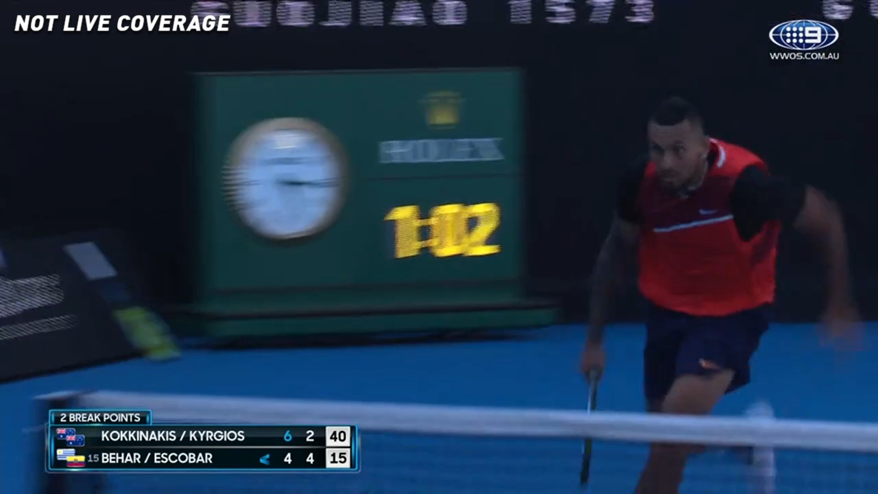 Kyrgios whips crowd into a frenzy with celebration