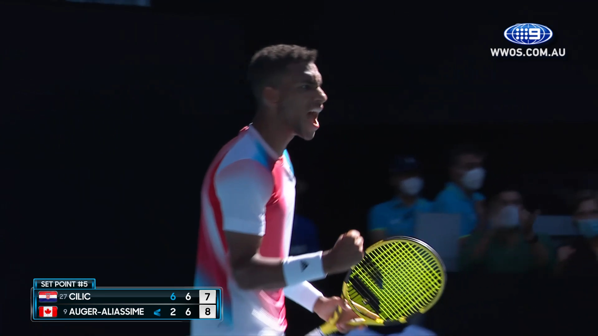 Canadian Felix Auger-Aliassime takes the second set