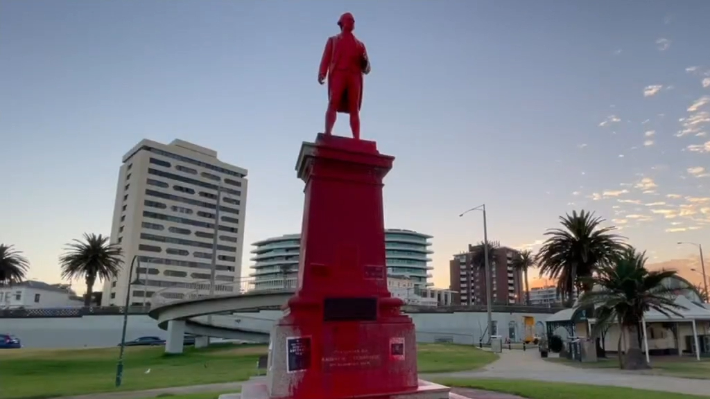 Captain Cook monument defaced in Melbourne