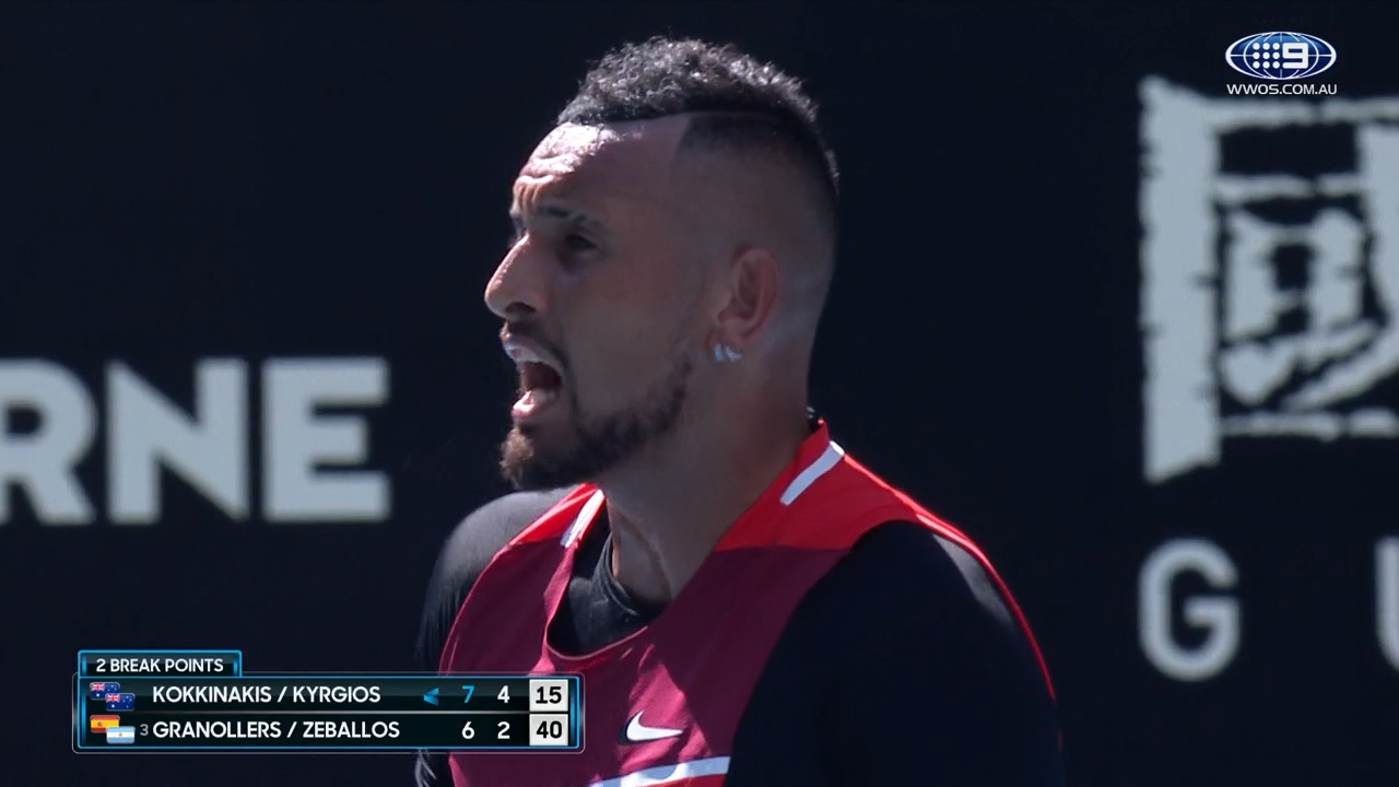 Kyrgios fires up over let call