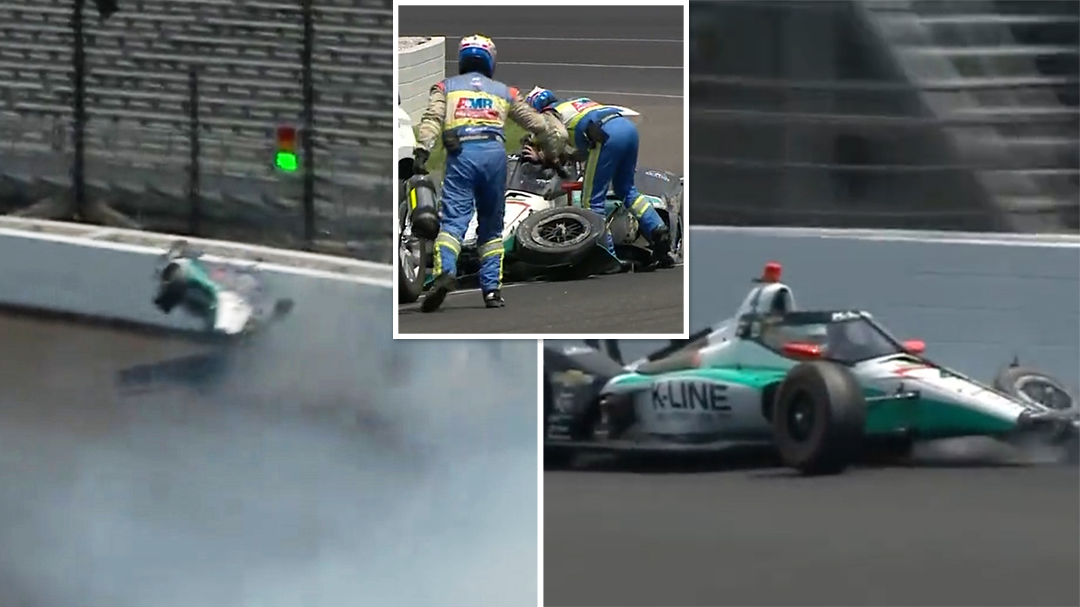 Kellett hits the wall during Indy 500 practice