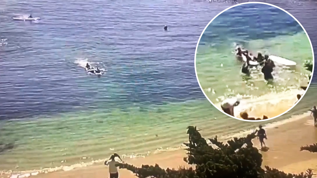 Moment 'Good Samaritans' rush to help shark attack victim