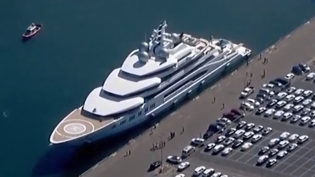 Russian superyacht seized by US docks in San Diego