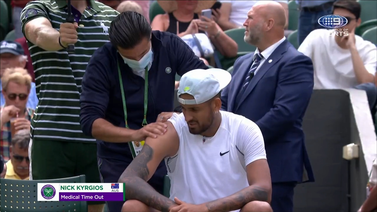 Kyrgios tended to by physio