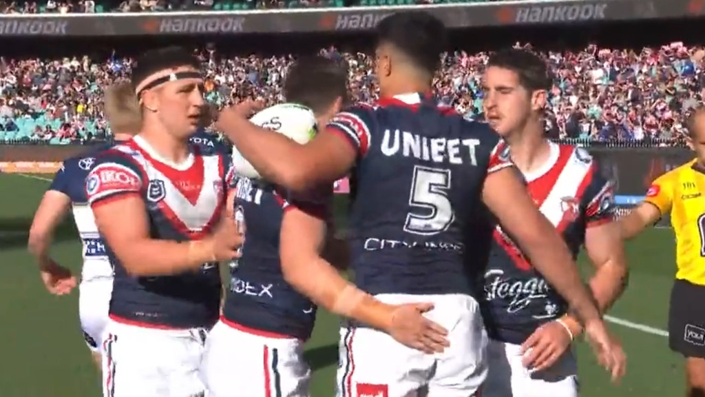 Suaalii scores opening try for Roosters at home