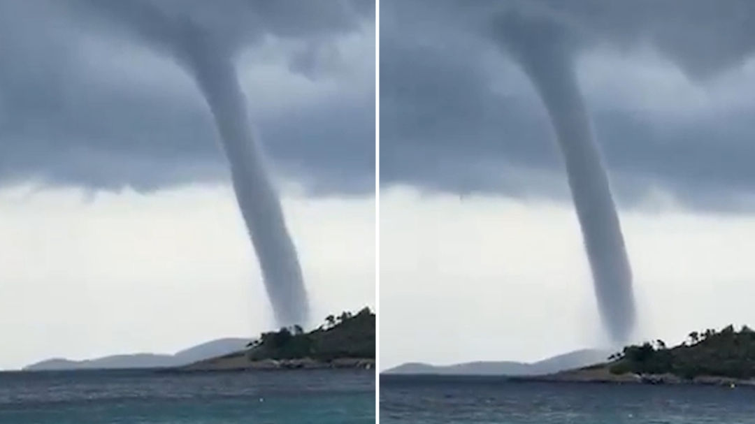 Incredible waterspout forms off the coast of Greece