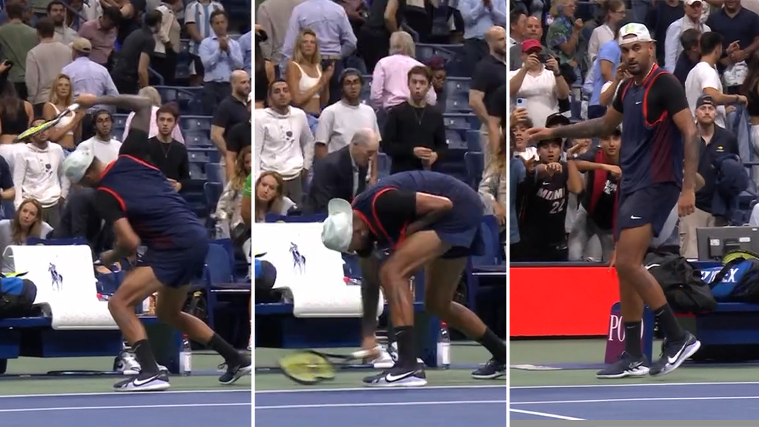 Kyrgios loses it after shaking hands with umpire