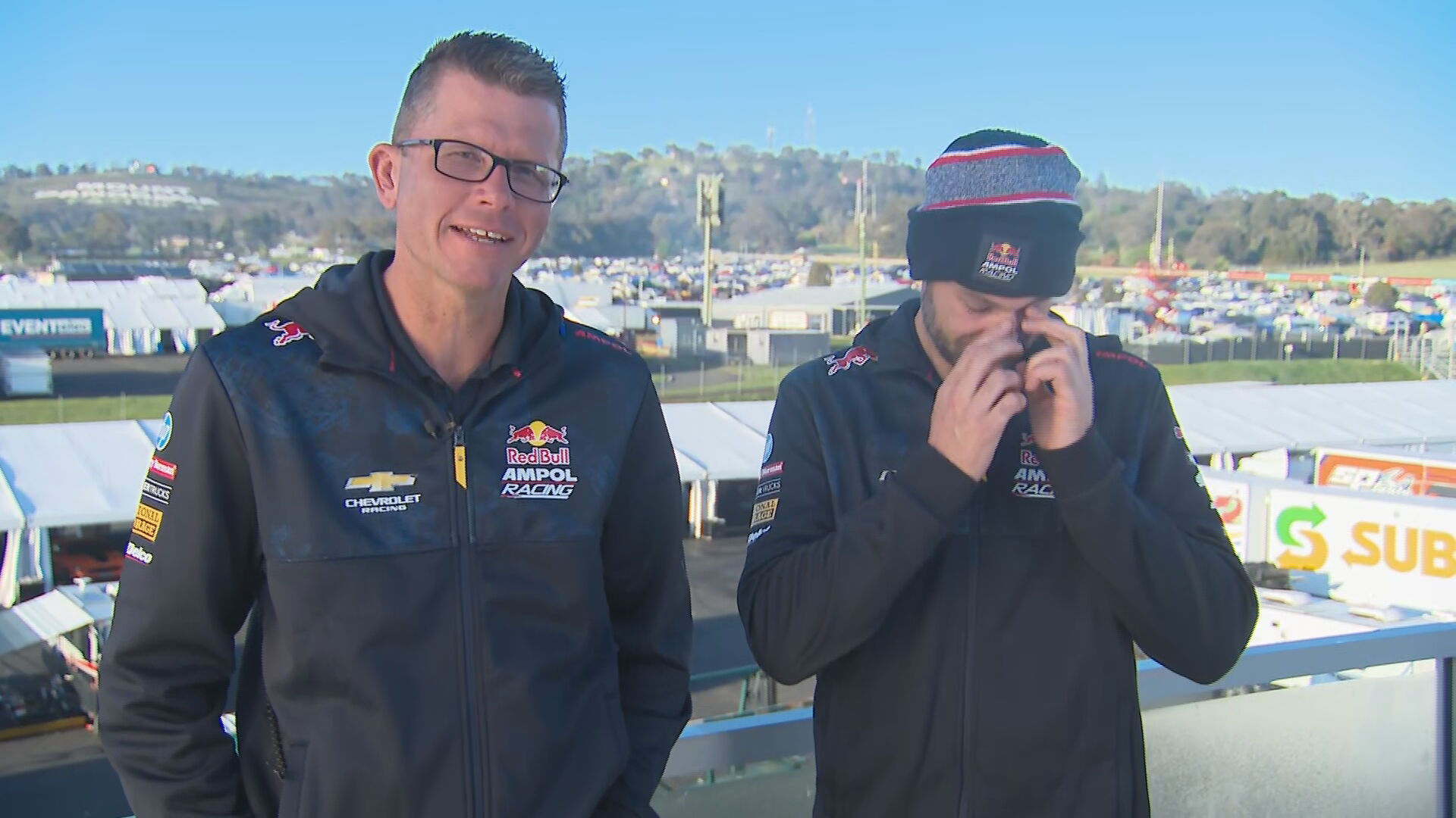 Shane van Gisbergen disappears to vomit in TV interview