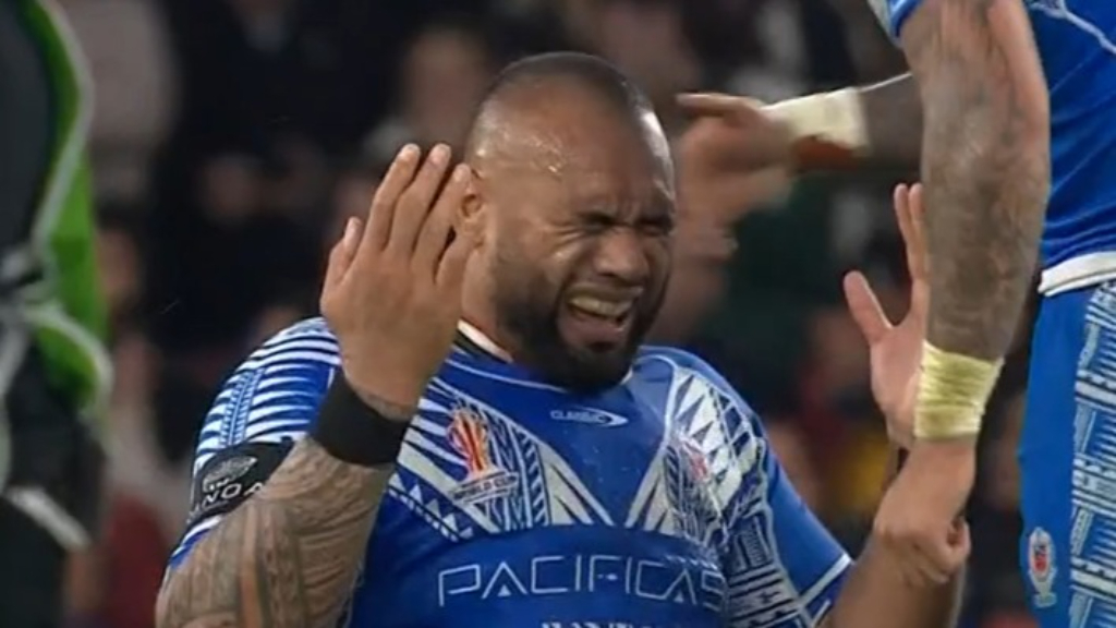 Samoa players overcome with emotion