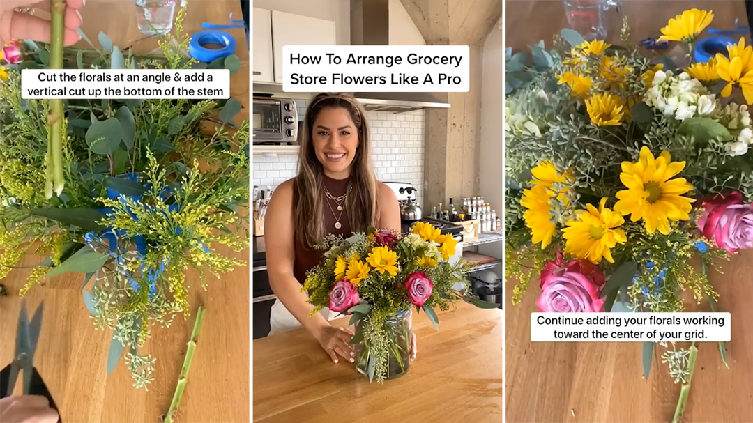 Arrange flowers like a pro with the stick tape grid hack