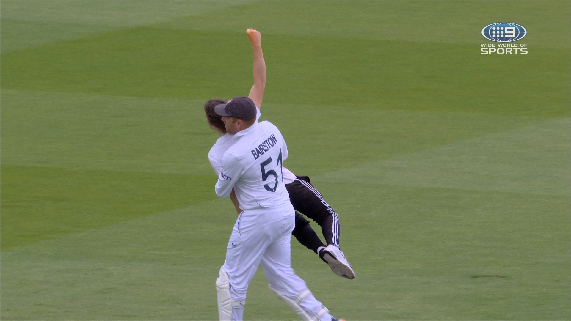 Bairstow drags intruder off