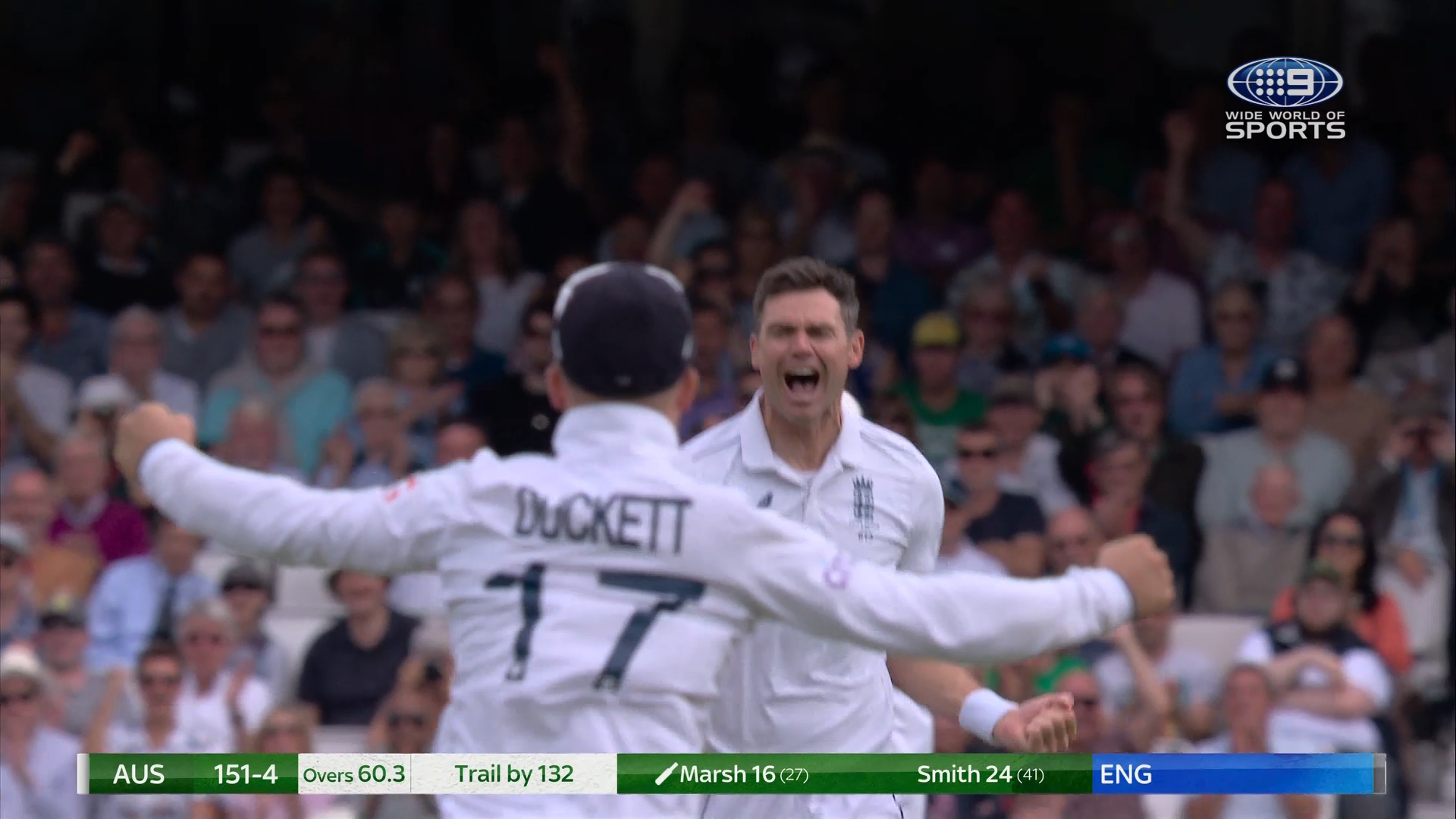 Anderson claims wicket of Marsh