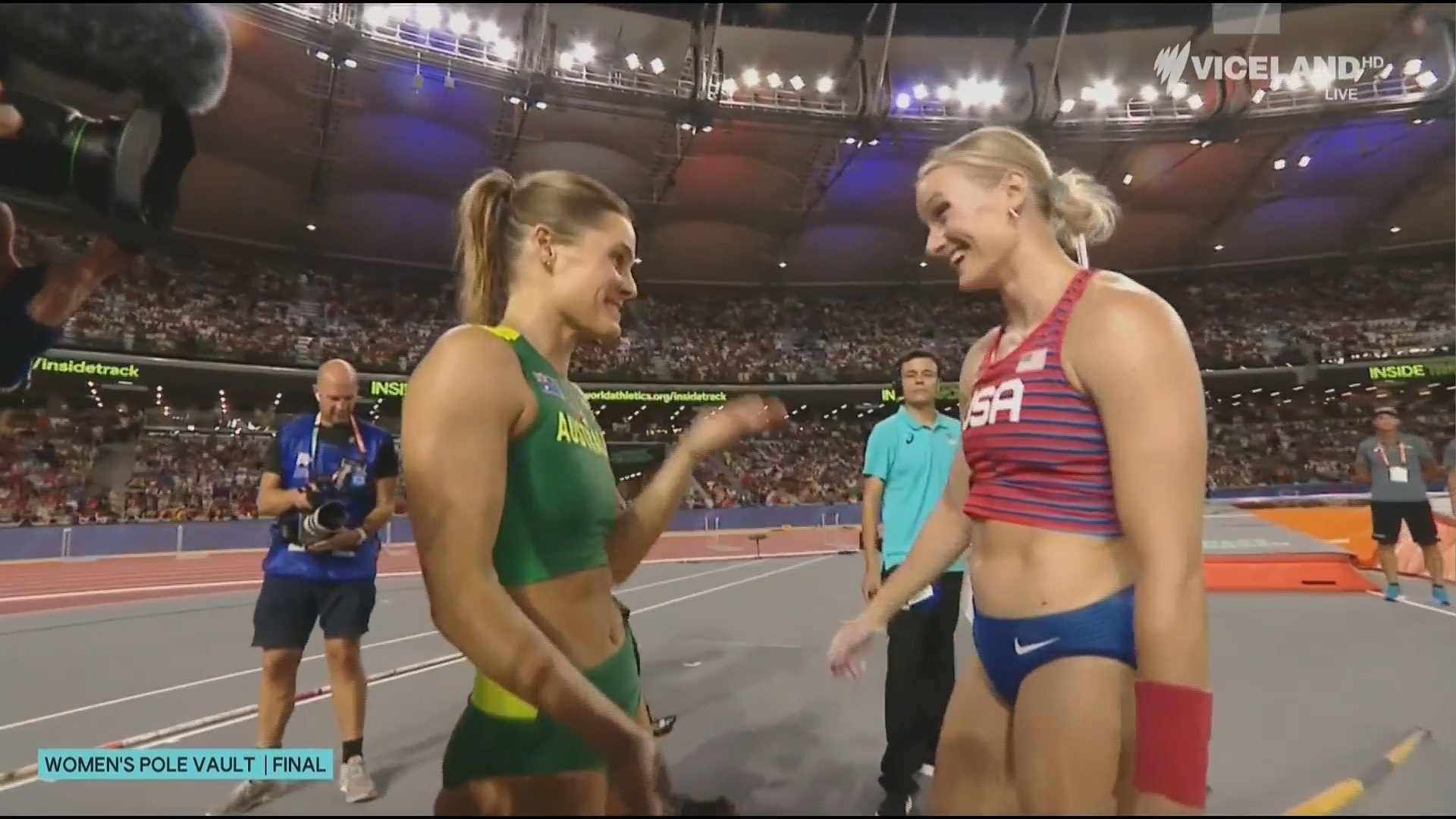 Pole vaulters share gold at worlds