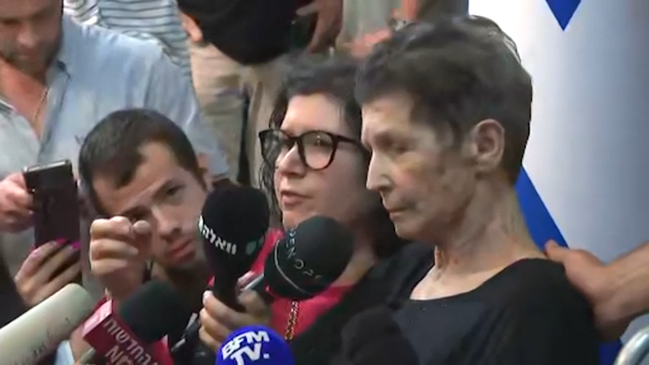 Hamas hostage speaks to media after being released