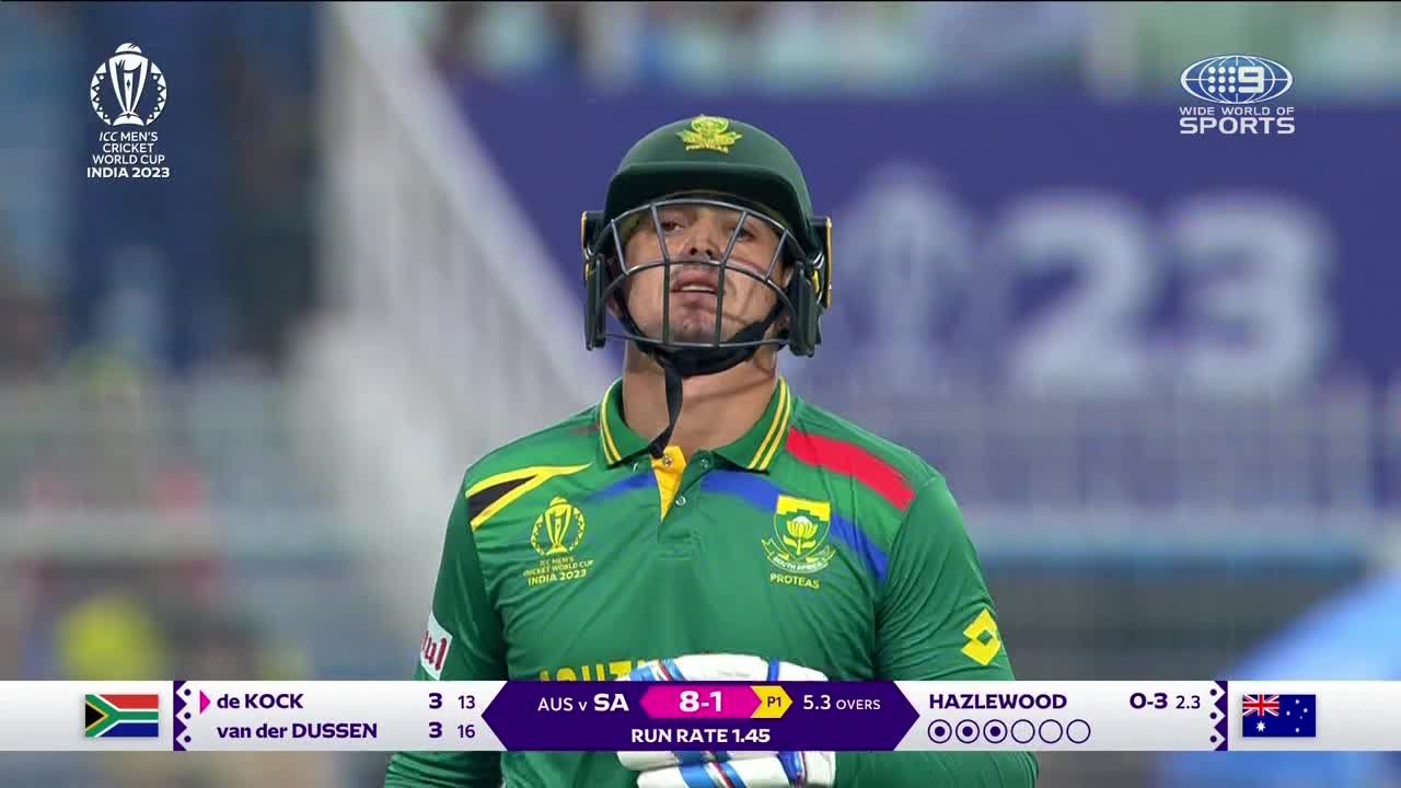 de Kock loses patience as Hazlewood strikes