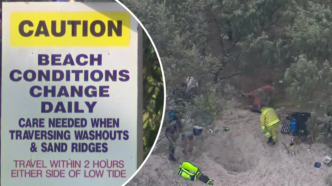 Man fighting for life after falling head-first into Queensland sand hole