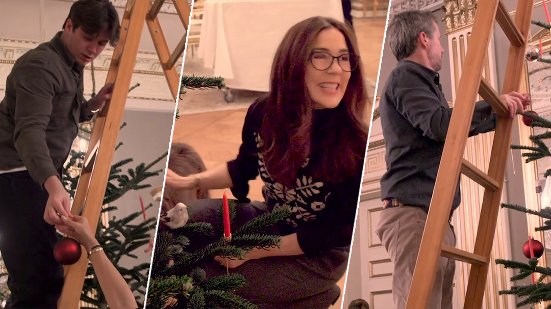 Crown Princess Mary of Denmark decorates Christmas tree with her children