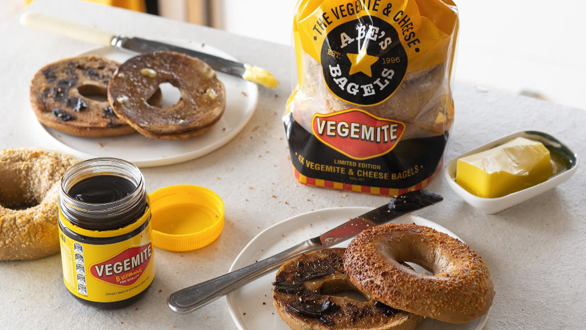 Limited edition Vegemite and cheese bagels in stores today