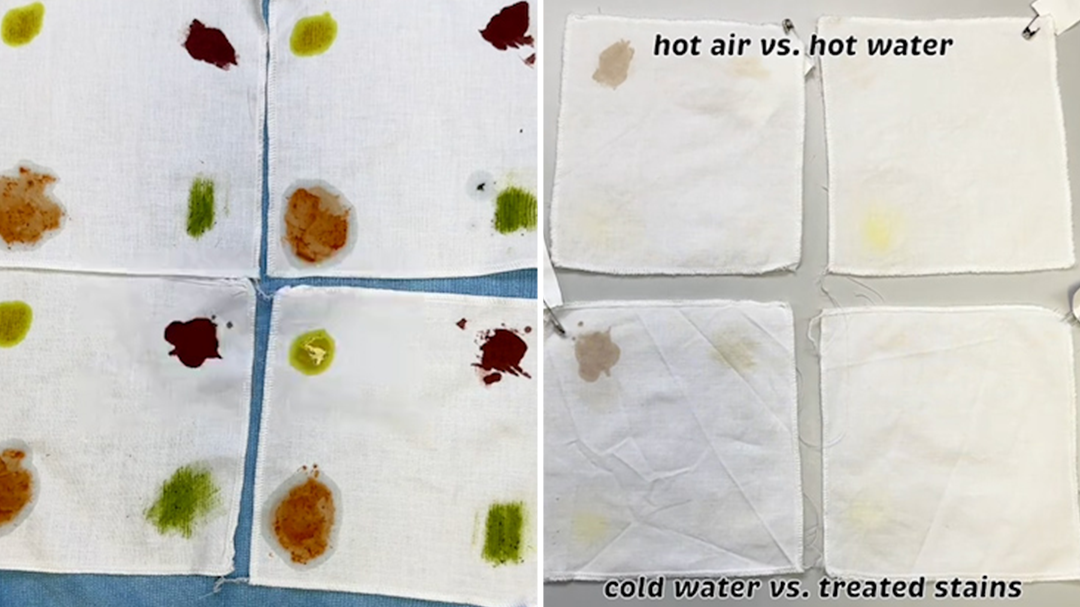 Dry cleaner tests whether hot water really sets stains