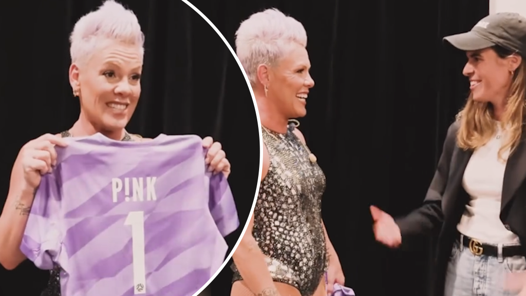 Pink gifted iconic Matildas jersey