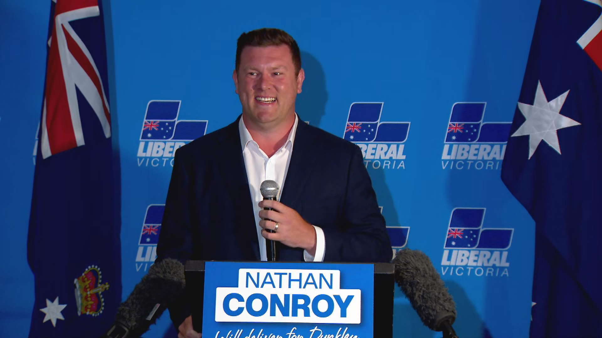 Liberal by-election candidate announces wife's pregnancy during concession speech