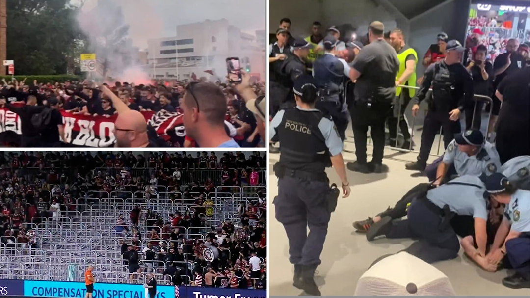 Sydney derby ends in brawl with fans