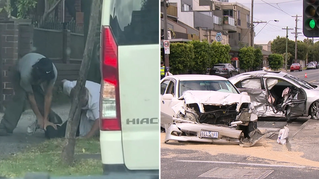 Onlookers tackle driver allegedly fleeing serious car crash