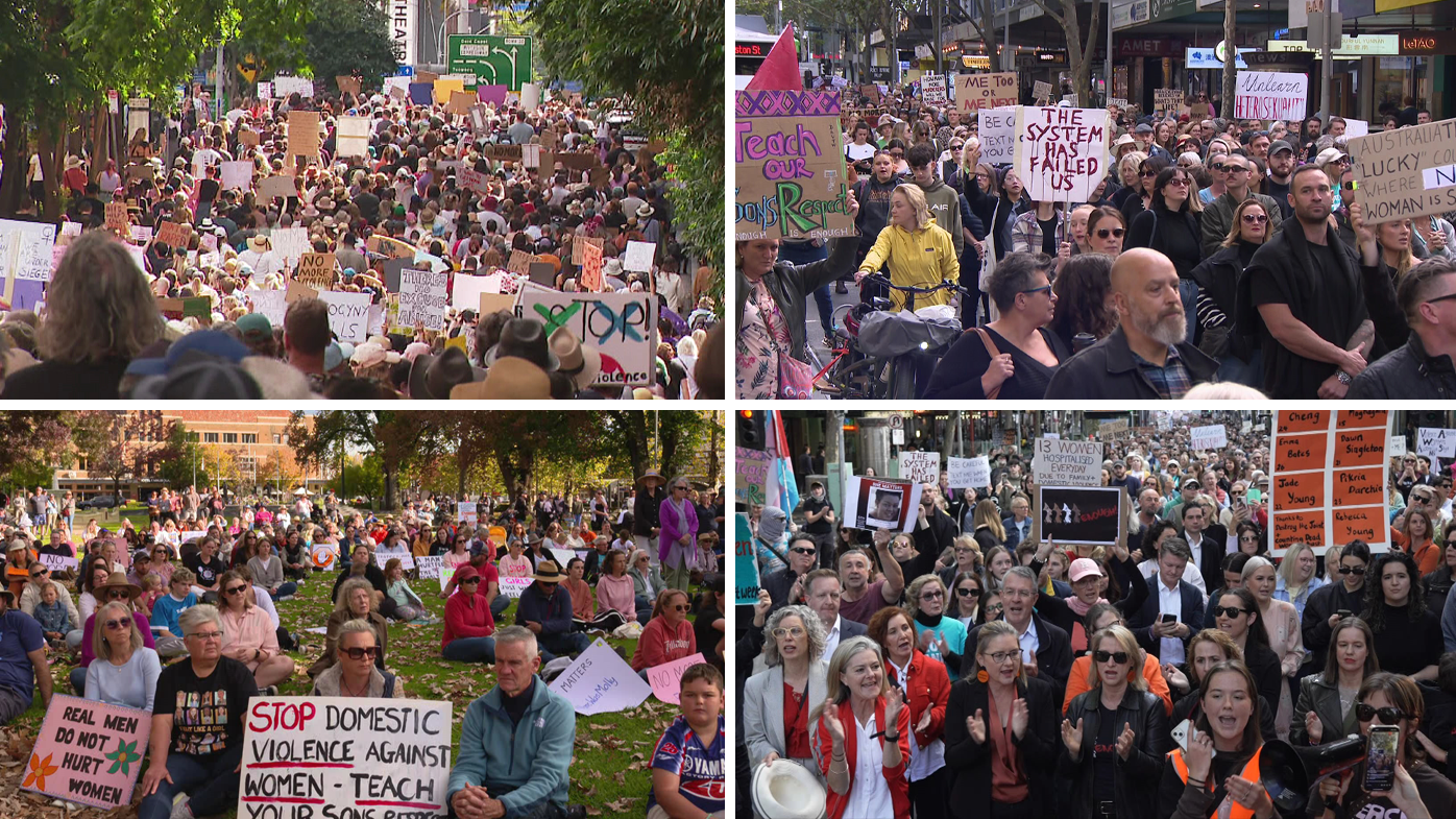 Prime Minister joins marchers protesting violence against women