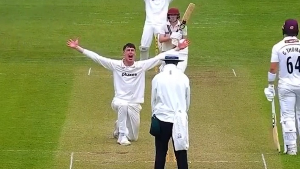 Baker takes a wicket against Somerset